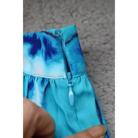 White House Black Market Pleated Maxi Skirt-Tie Dye-Size 10-Side Slits-Side Zip - Picture 4 of 8